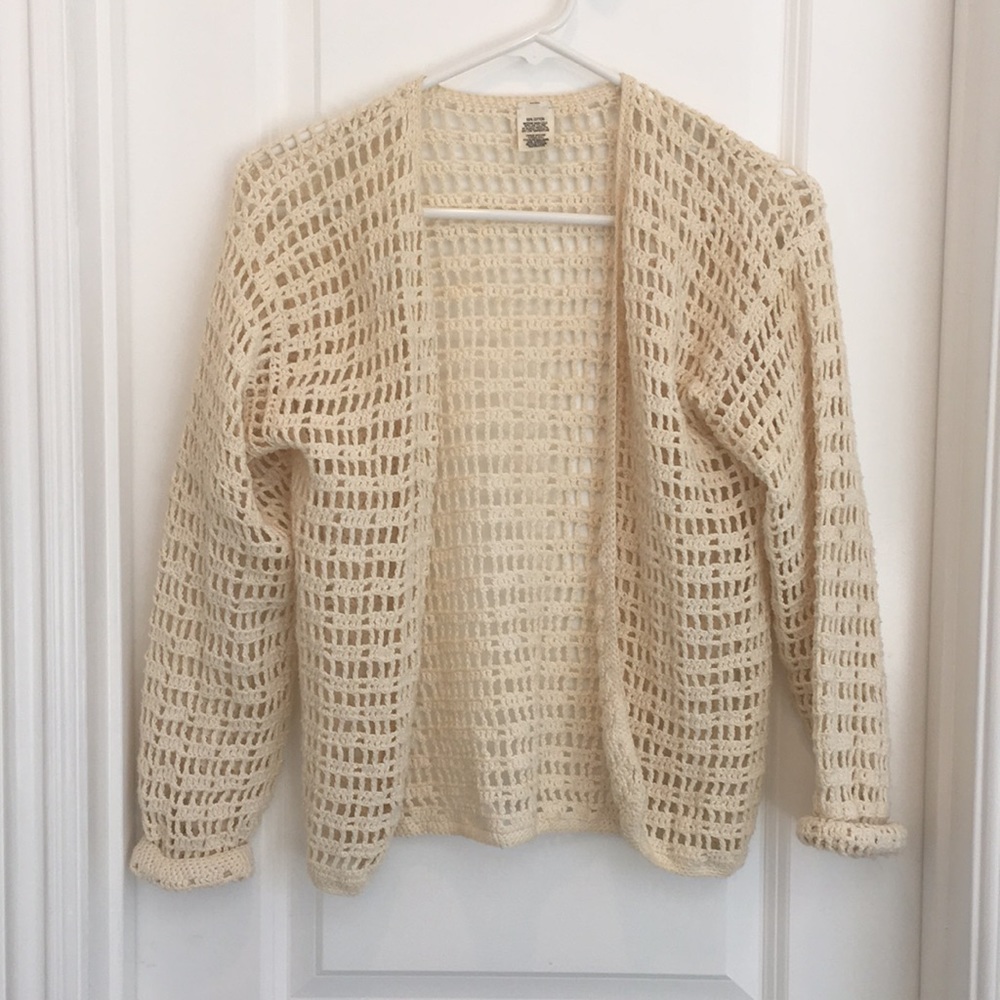 Beige CROCHET SWEATER S
